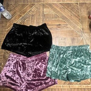 Victoria Secret PINK Crushed Velvet Sleep Boxer Shorts Medium Set Of 3